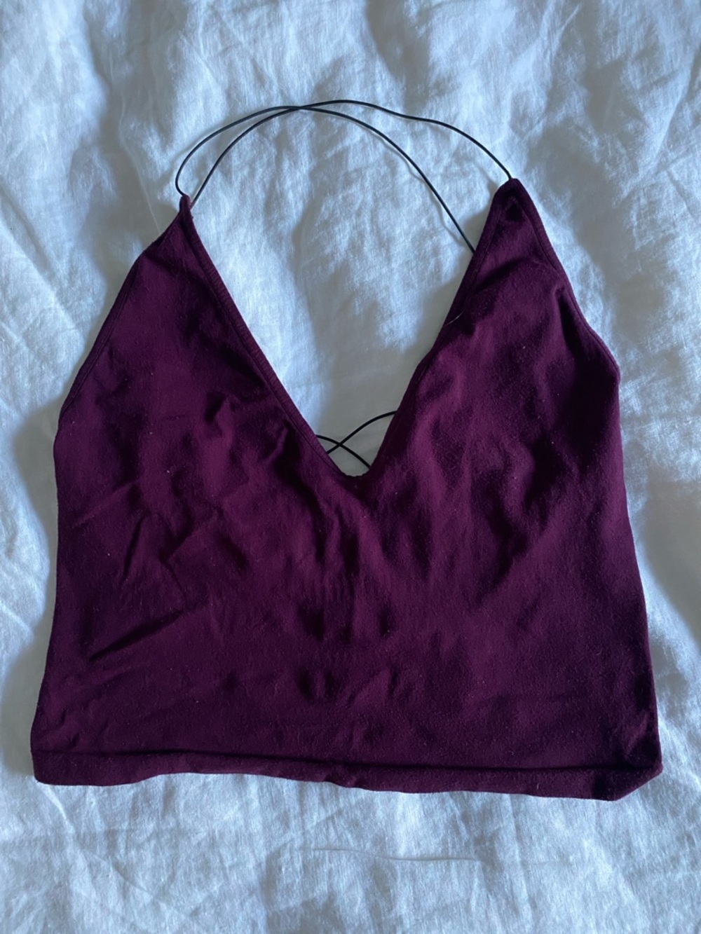Free People Intimately Berry Deep V Strappy Crop Top Size XS/S